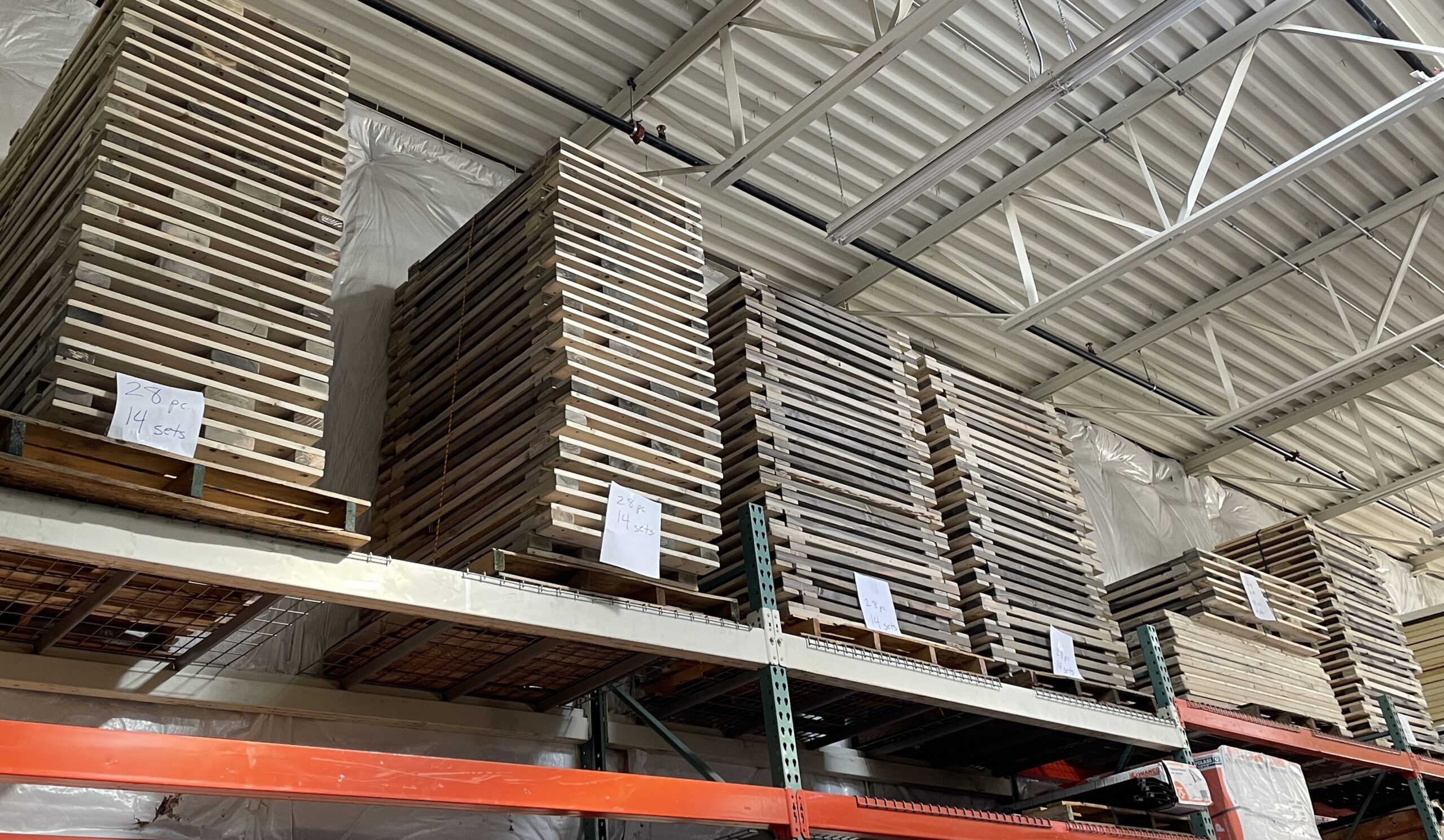 Shingles stacked at a warehouse