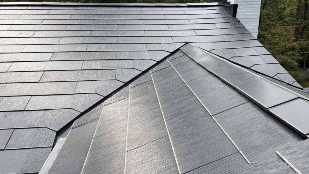 Telsa solar roofing shingles installed on a home in Golden Colorado